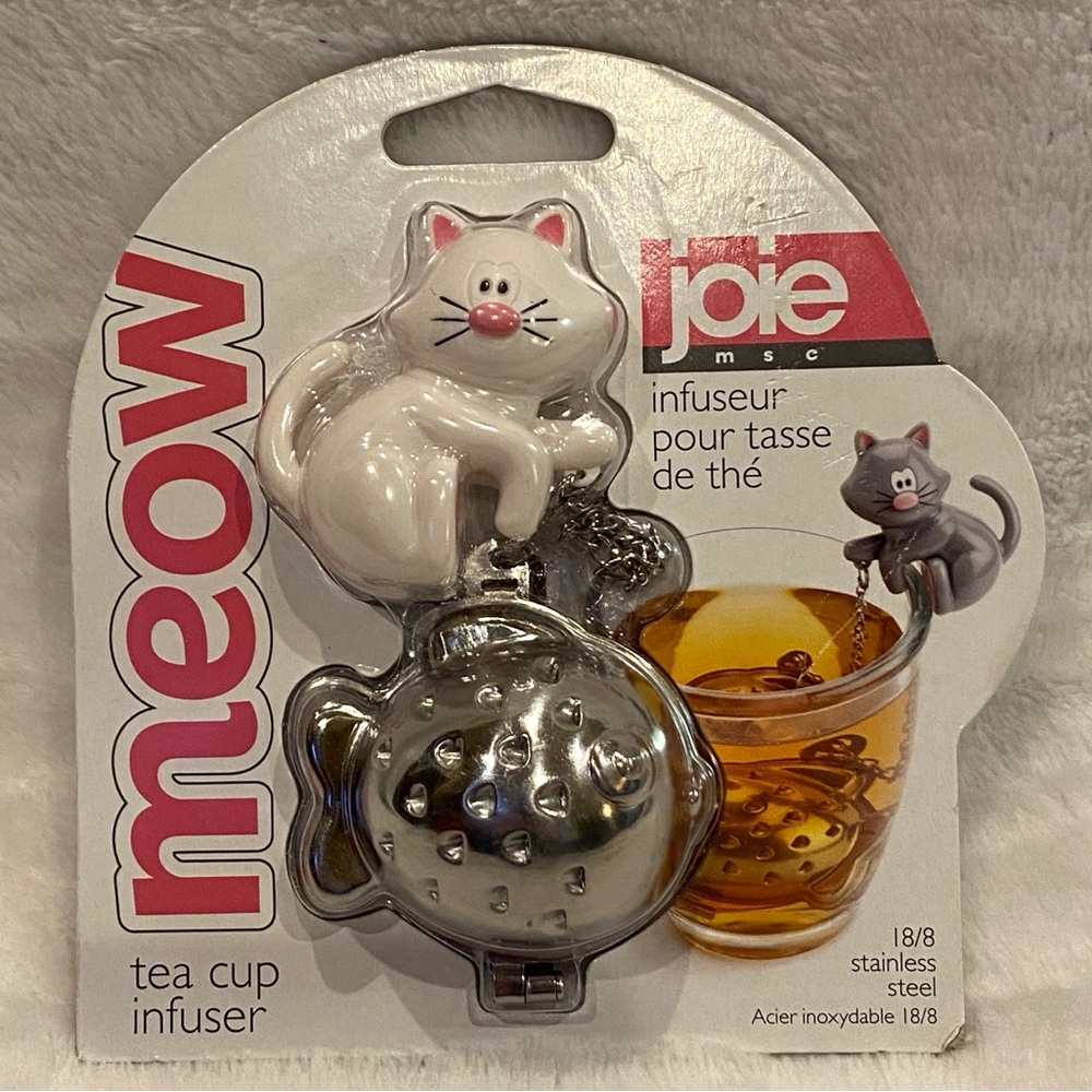 Joie MSC Meow White Cat + Fish-Shaped Tea Cup Infuser 18/8 Stainless Steel NWT